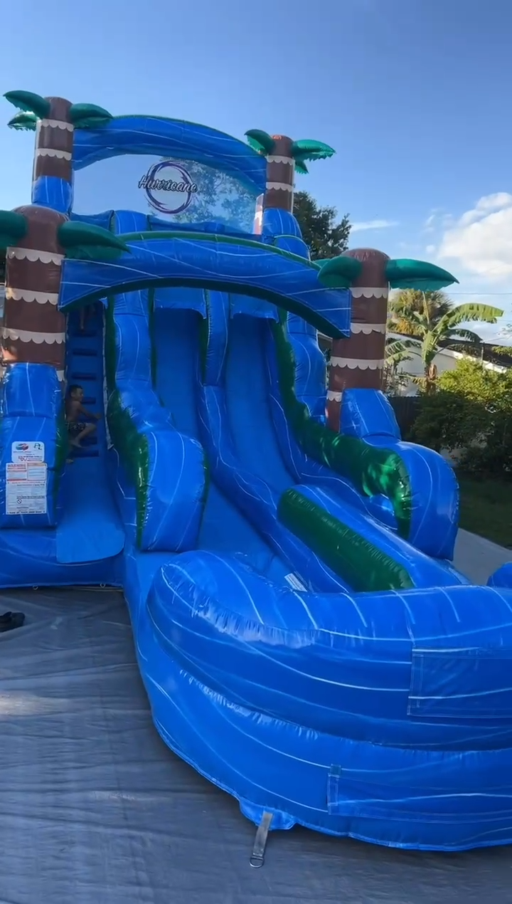 18ft Blue Hurricane dual lane waterslide