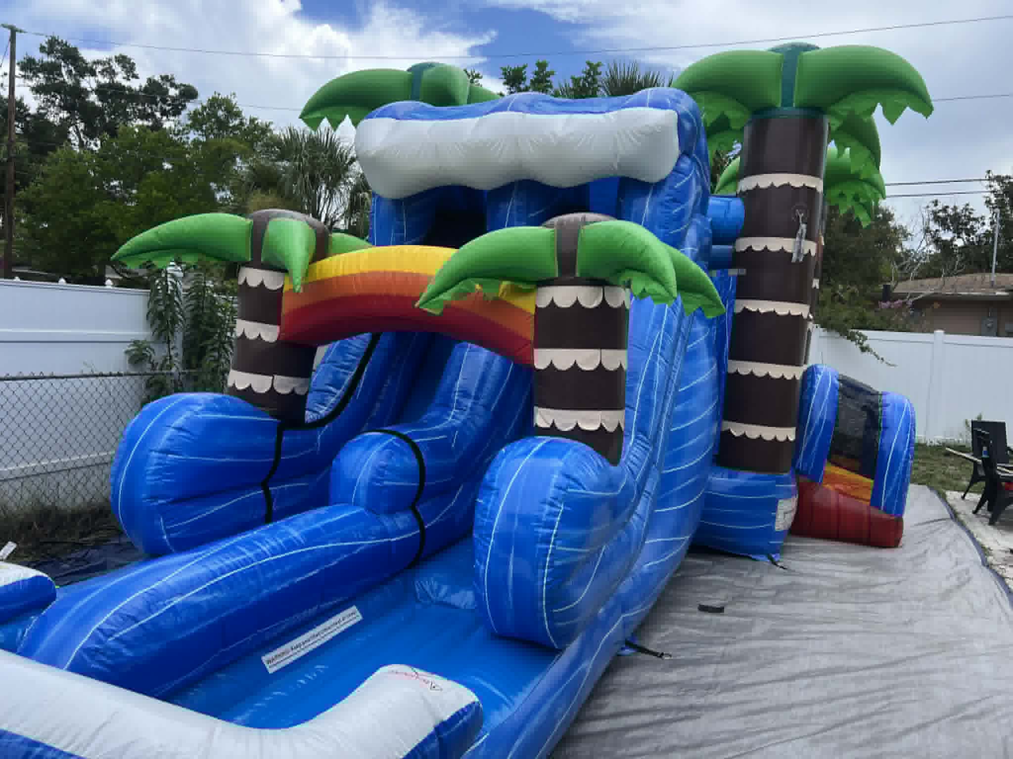 XL Tropical Dual Lane Combo, jump area with basketball hoop